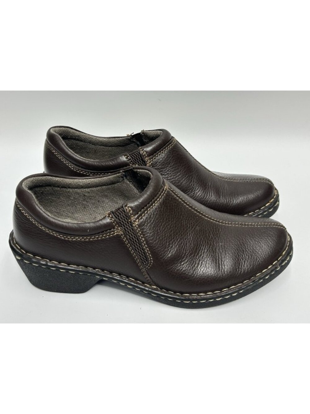 Eastland Loafers Womens Size 8.5W Brown Leather Amore Shoes Clogs Heeled Slip On